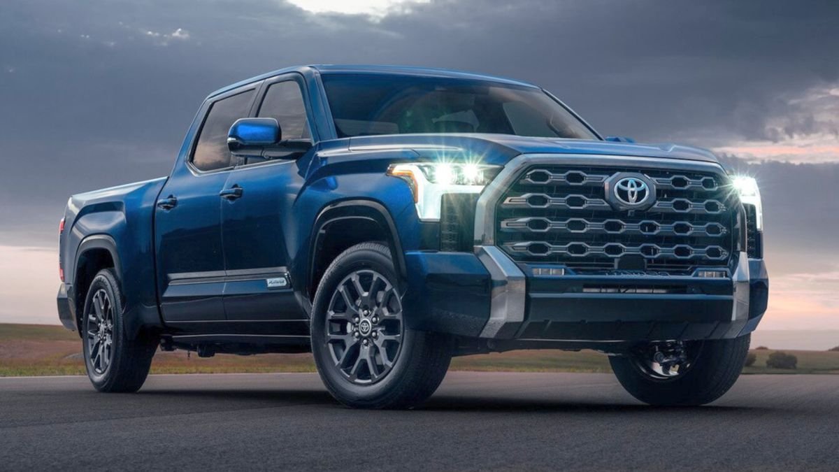 New Toyota Tundra Hybrid Pickup Truck in blue