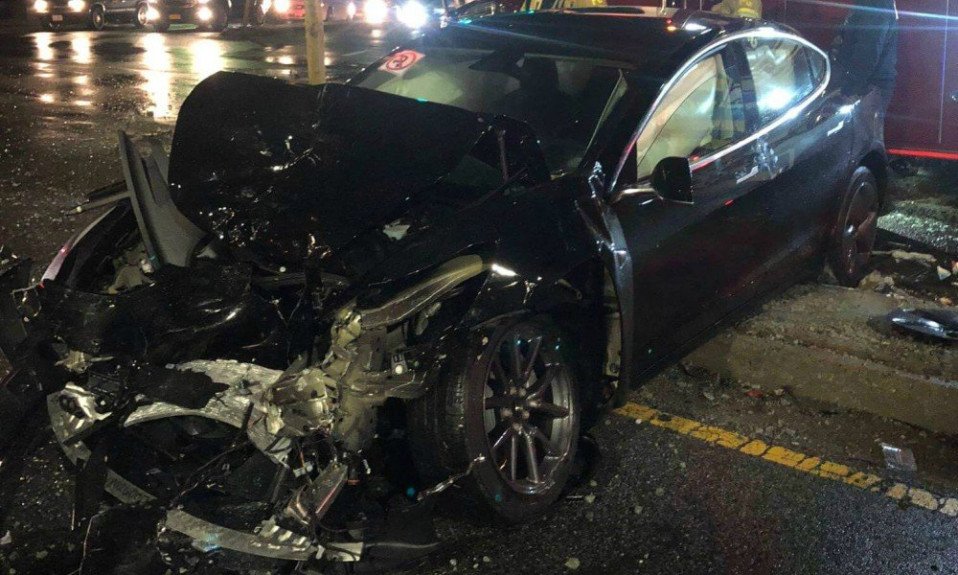 Driver, Passenger Unharmed In Brutal Tesla Model 3 Crash 